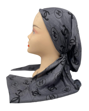 Revaz HS659E/A Grey/Black C Design Adjustable Pre-Tied Bandanna with Velvet Grip Myselflingerie.com